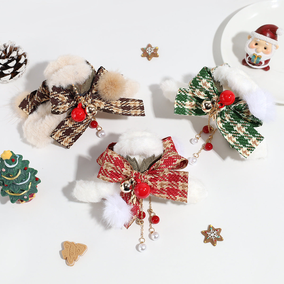 Plaid Velvet Bow Hair Clip - DippedShop Wholesale - #7939