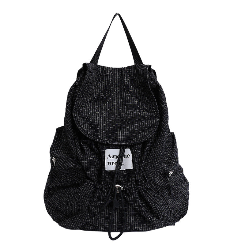 Casual Plaid Drawstring Large Capacity Backpack DP25E922