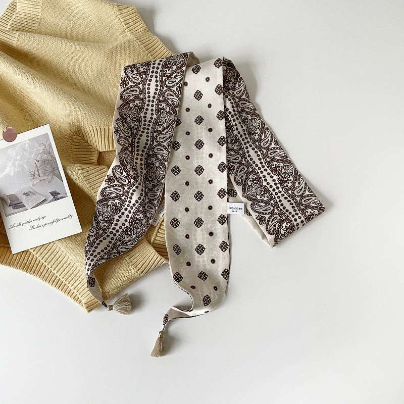 Stylish Floral Print Tassel Silk Scarf 6W6NSI233