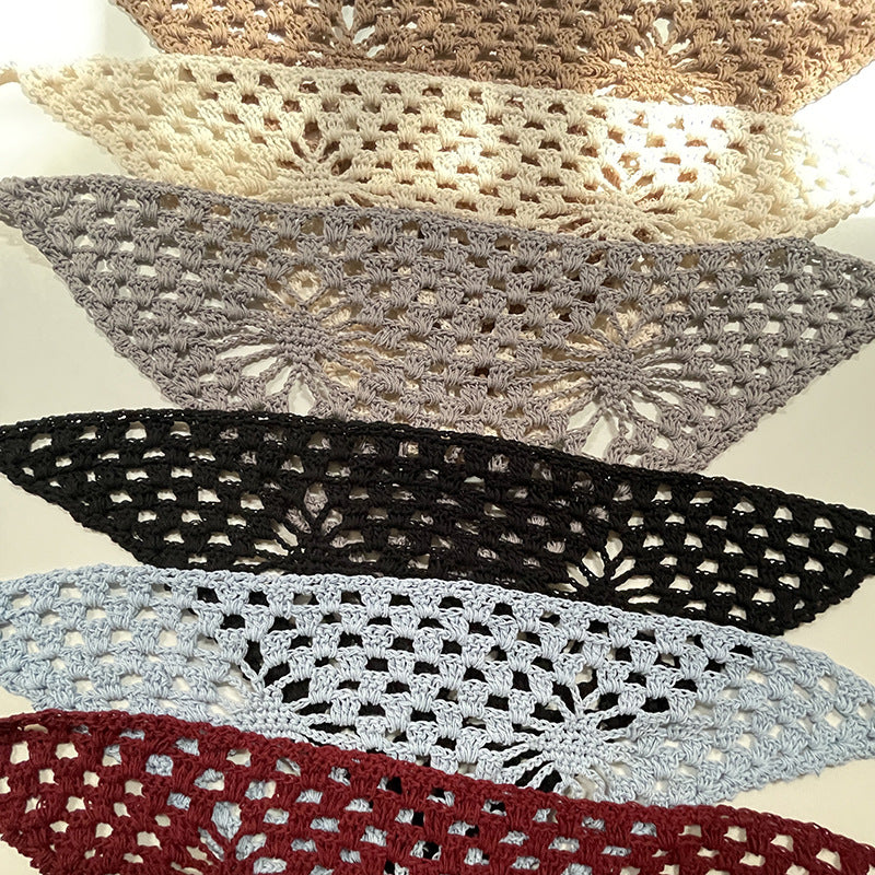 Minimalist Solid Color Crochet Bandana Headscarf MK2BK6W6HHS09