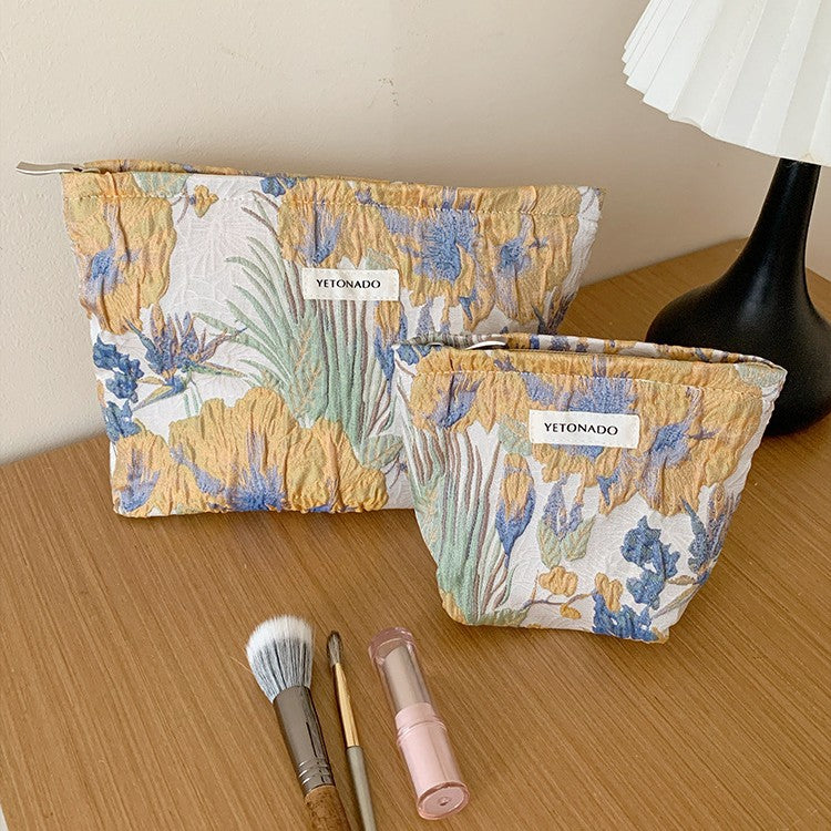 Vintage Floral Embossed Portable Makeup Bag MK2BW6W10BOB402