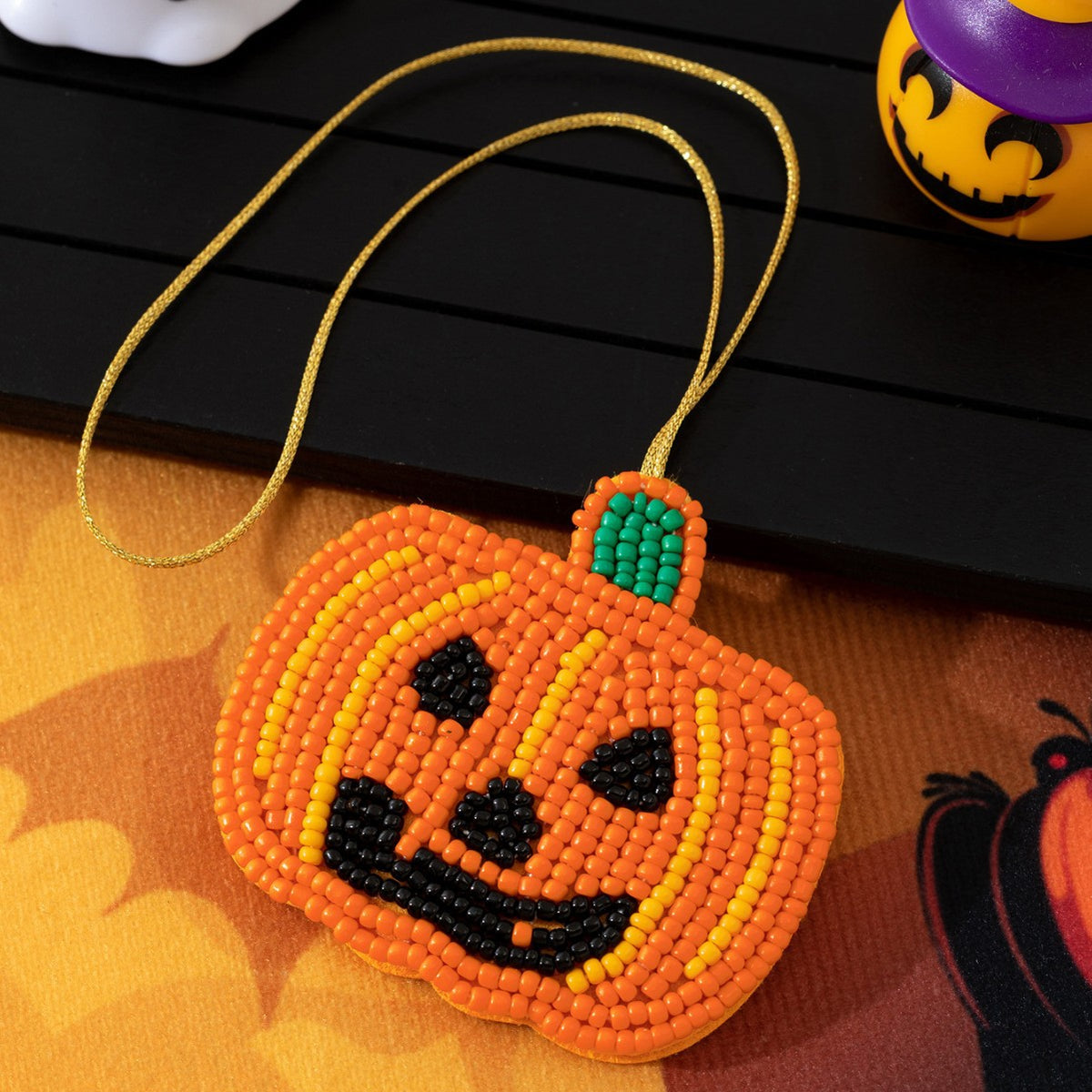 Funny Handmade Beaded Pumpkin Pendant Bag Charm 6W10BBC788