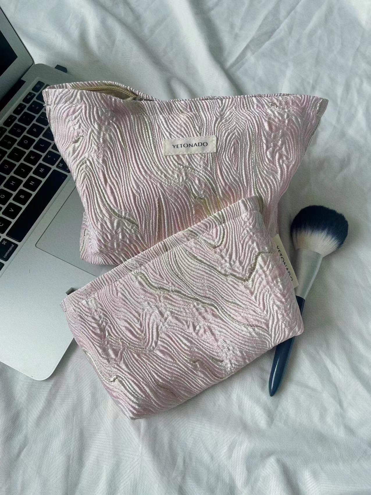 Minimalist Color Block Embossed Travel Makeup Bag MK2BW6W10BOB391