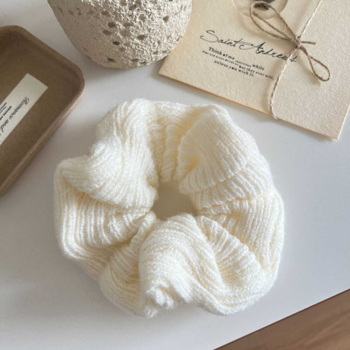 Minimalist Solid Color Knit Ruffled Scrunchies 6W6HSR505