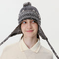 Vintage Braided Tassel Pom-Pom Knit Beanie Hat 6W6HAT657