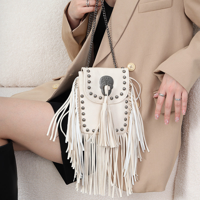 Boho Studded Tassel Mini Crossbody Bag 6W10BBG2407