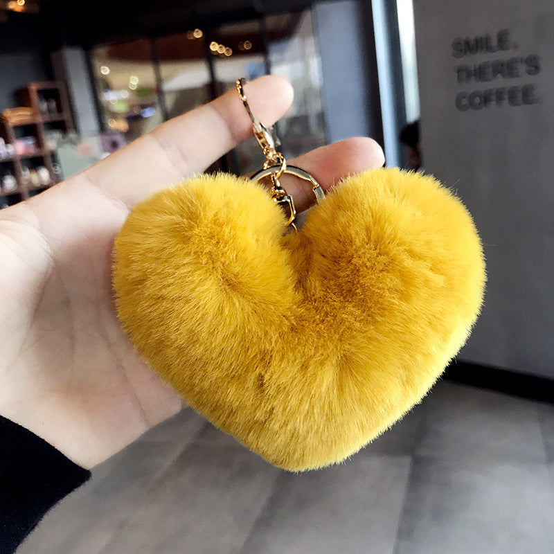 Faux Fur Heart Keychain - DippedShop Wholesale - #5043