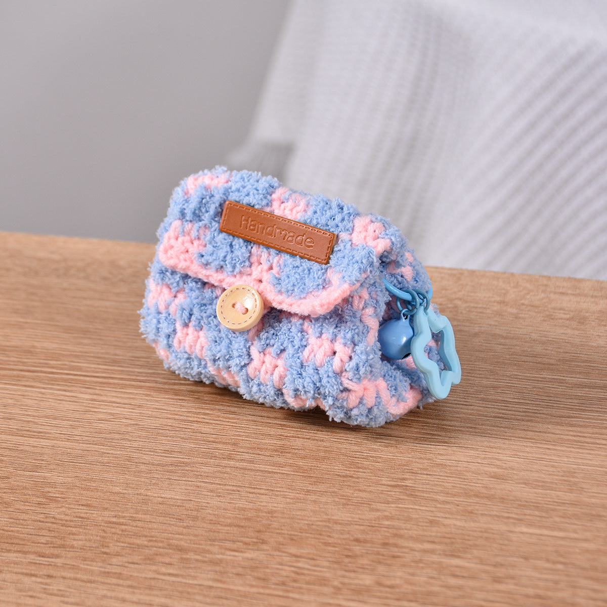 Cute Crochet Color Block Mini Coin Earbud Case 6S10BWB112