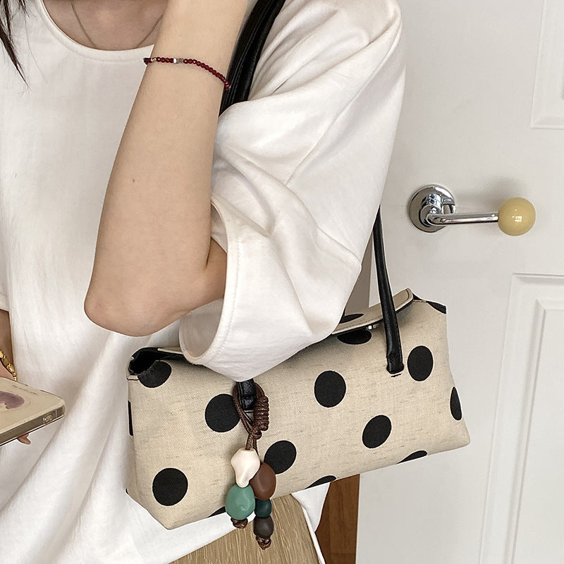 Vintage Polka Dots Canvas Shoulder Bag 6W10BBG1354
