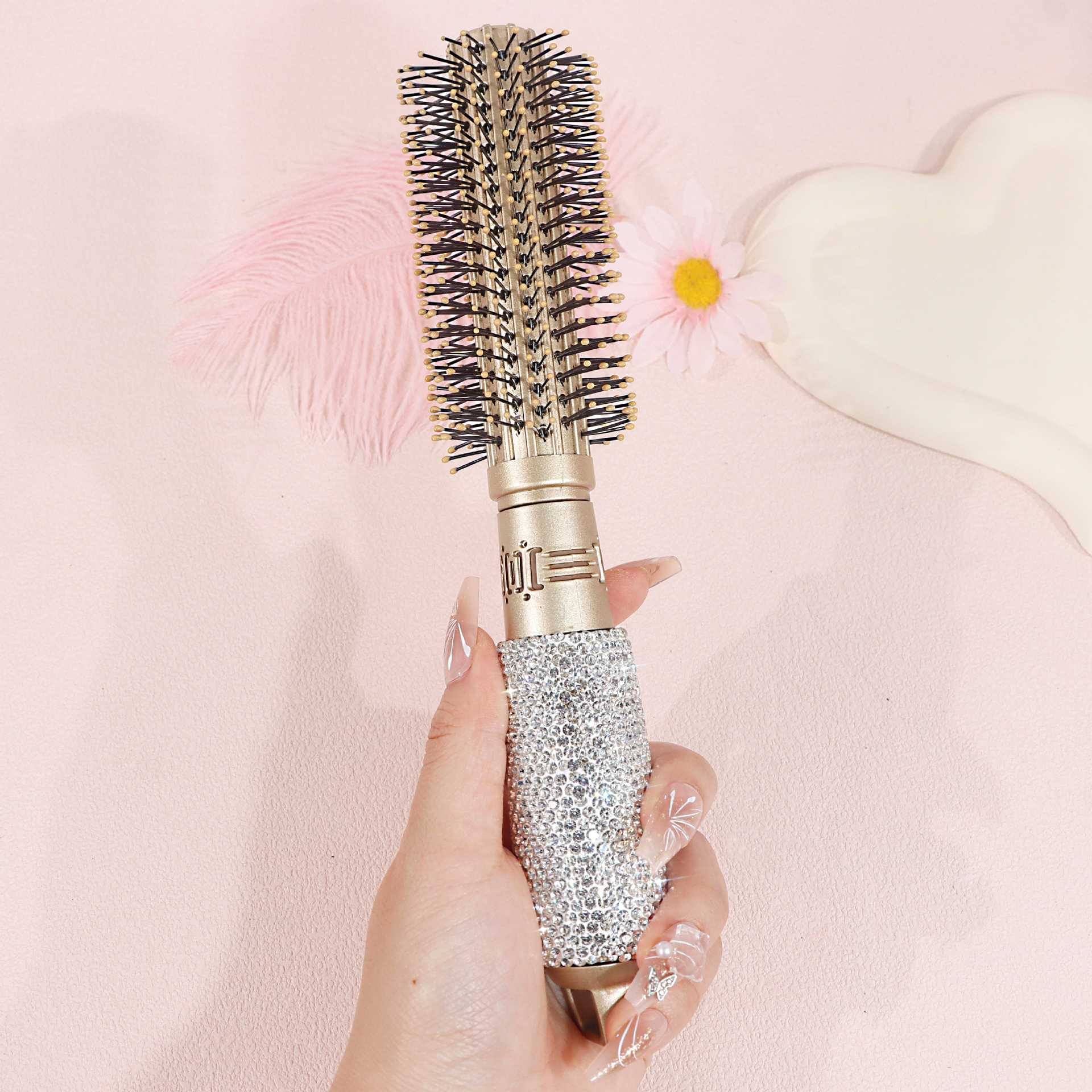 Sparkly Rhinestone Round Barrel Hair Brush 6C5CB159