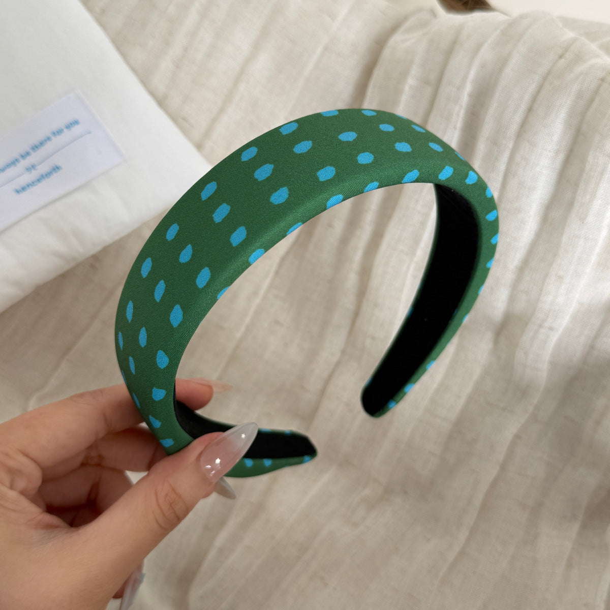 Retro Polka Dots Print Wide Headband MK2PIM6W6HBD74