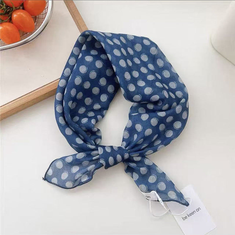 Retro Polka Dots Print Square Silk Scarf MK2BLW6W6NSI34