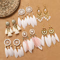 Retro Feather Tassel Earrings - DippedShop Wholesale - #9507