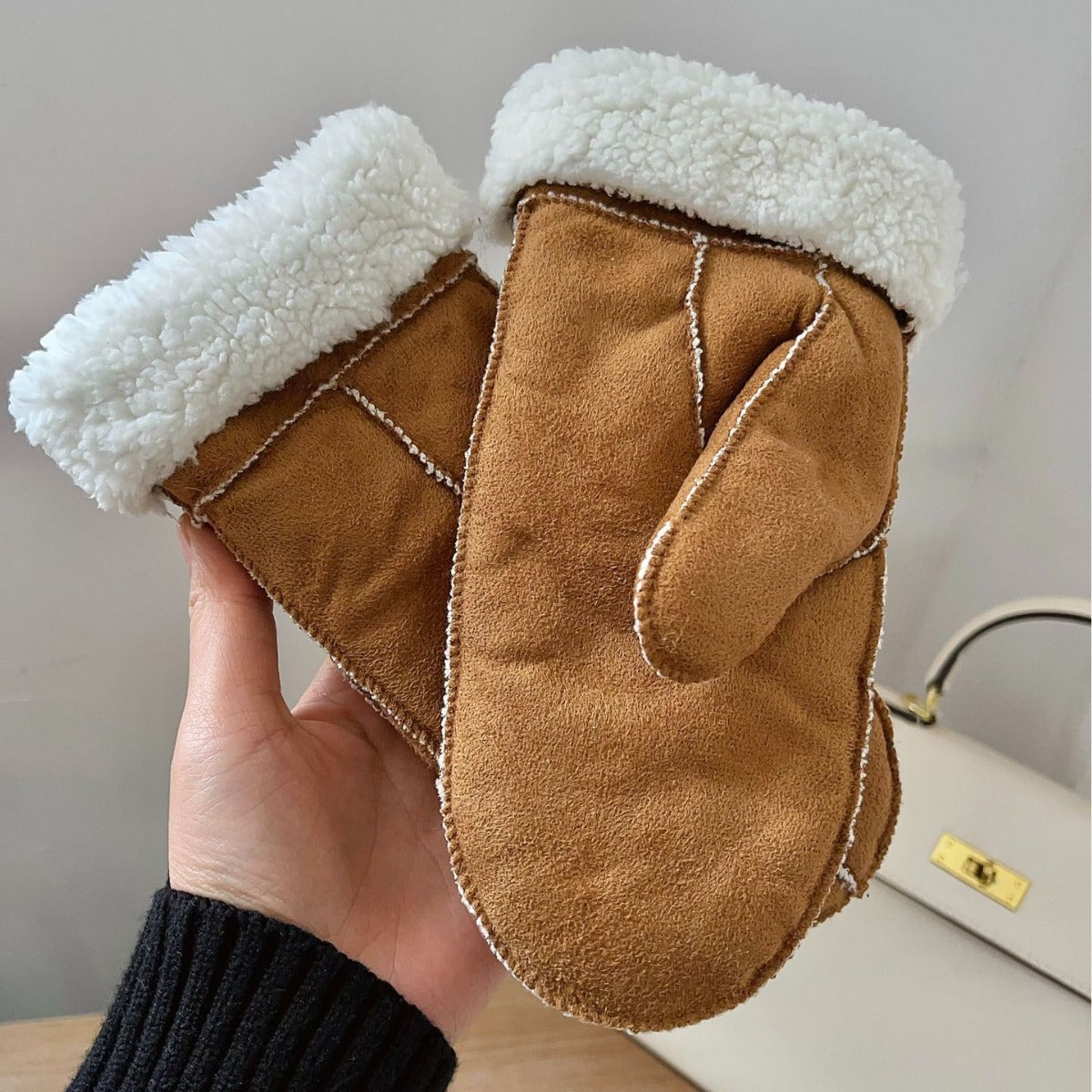 Faux Suede Winter Mittens - DippedShop Wholesale - #6739