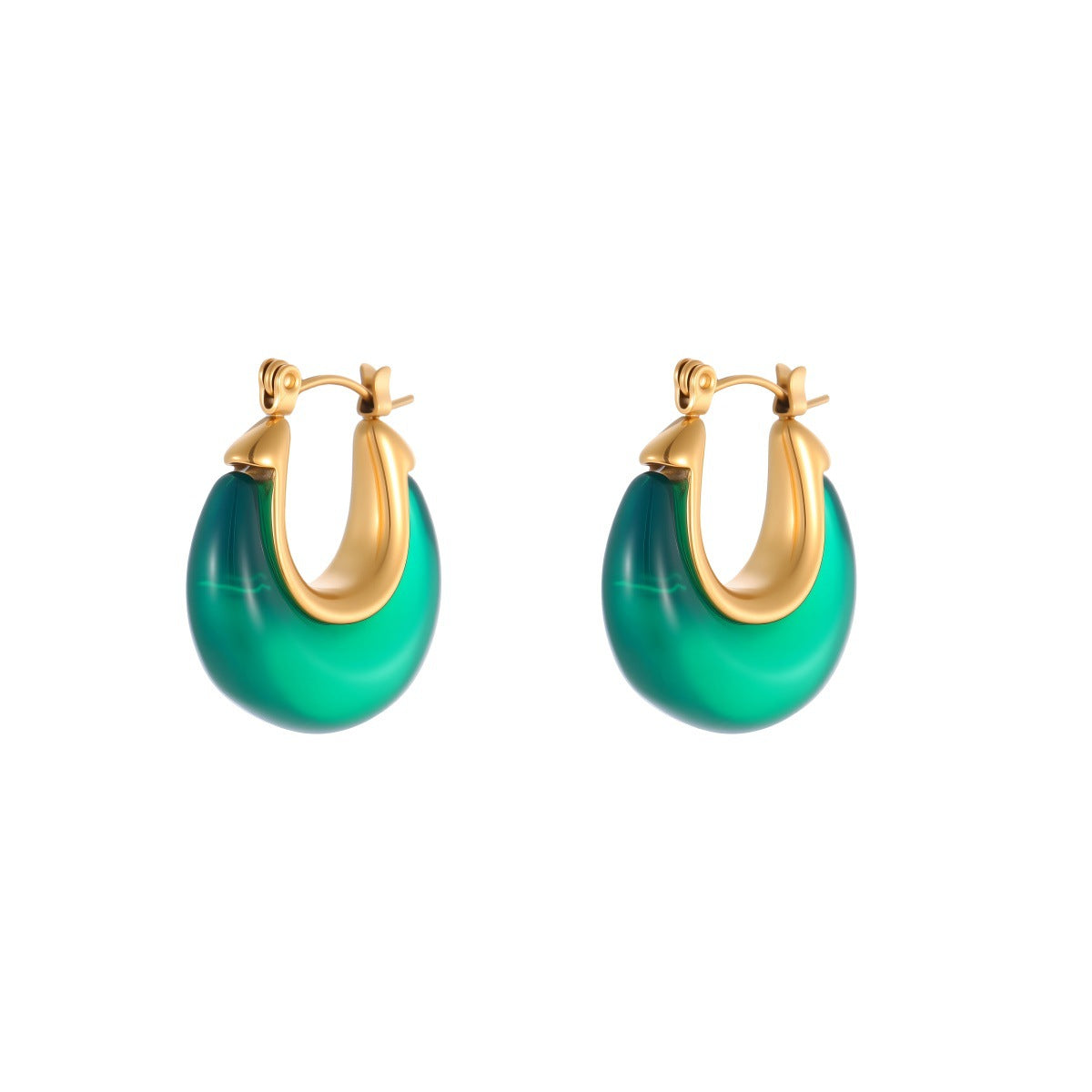 Retro Gold Plated Resin Hoop E - DippedShop Wholesale - #7715
