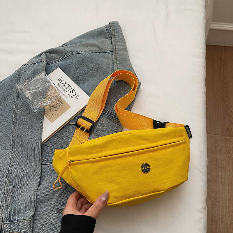 Simple Solid Color Nylon Outdoor Crossbody Bag 6W10BBG1399