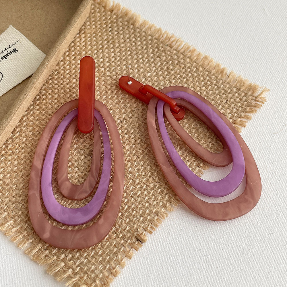 Multi-Layer Oval Dangle Earrings - DippedShop Wholesale - #0867
