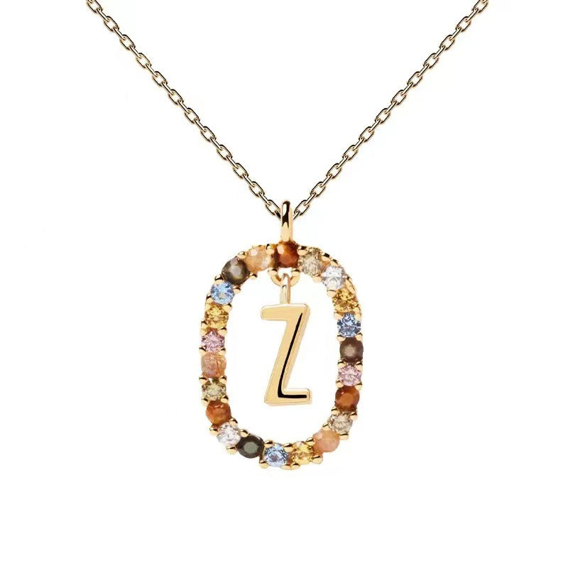 Colorful CZ Letter Pendant - DippedShop Wholesale - #2819