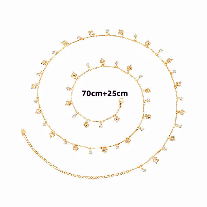 Trendy Gold Plated Small Fish Tassel Waist Belt 8ZA6JBC58L