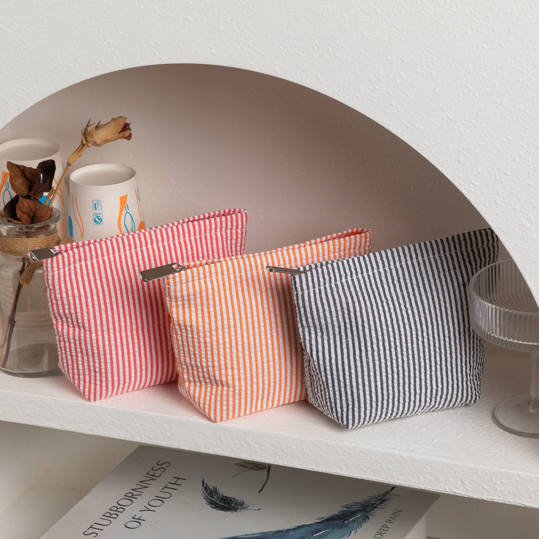 Simple Striped Color Block Makeup Bag DP25E850