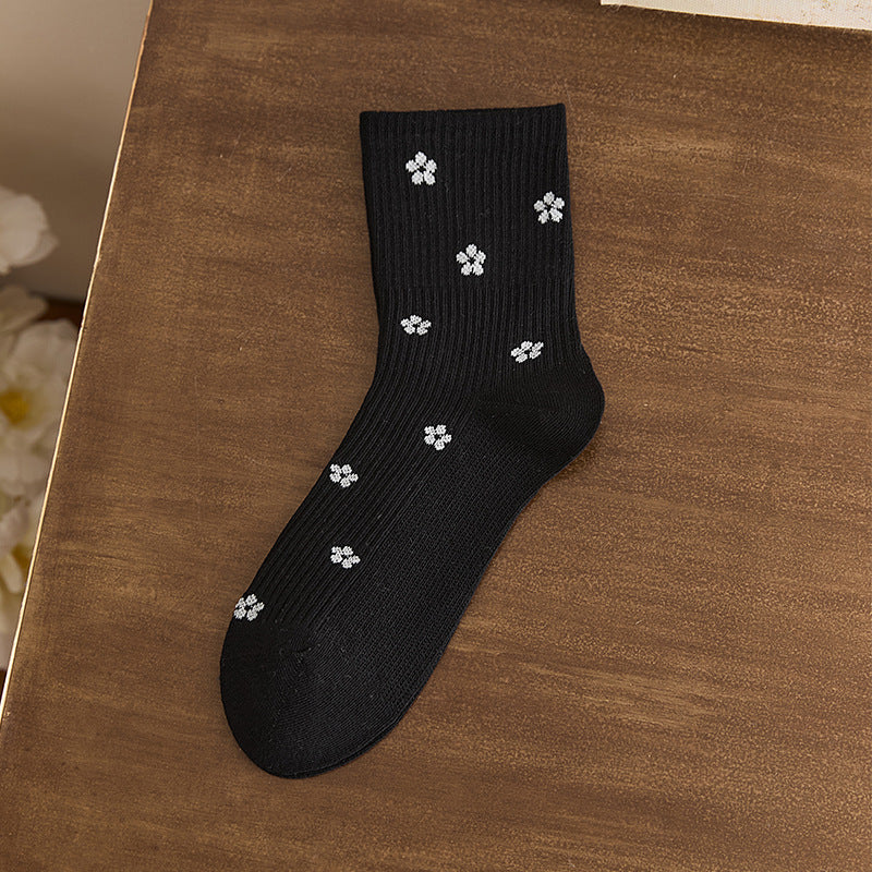 Floral Jacquard Knit Socks - DippedShop Wholesale - #7427