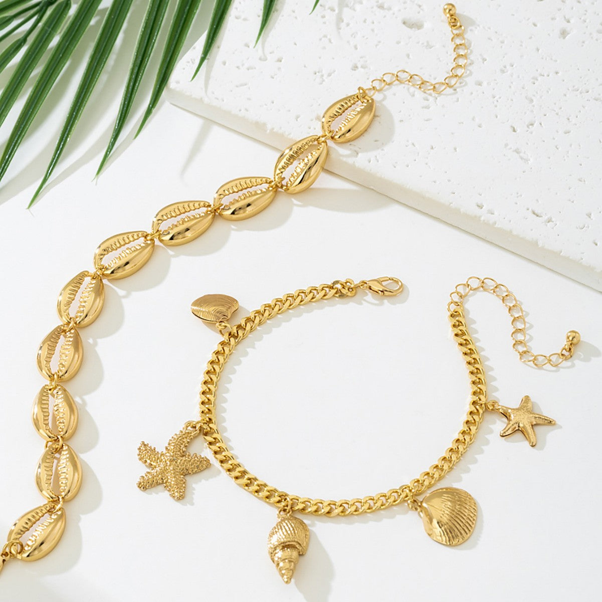 Boho Style Shell Pendant Chain Anklet 8ZA6JAB38L