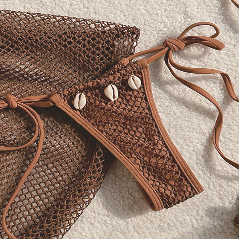 Solid Mesh String Swimwear - DippedShop Wholesale - #0643