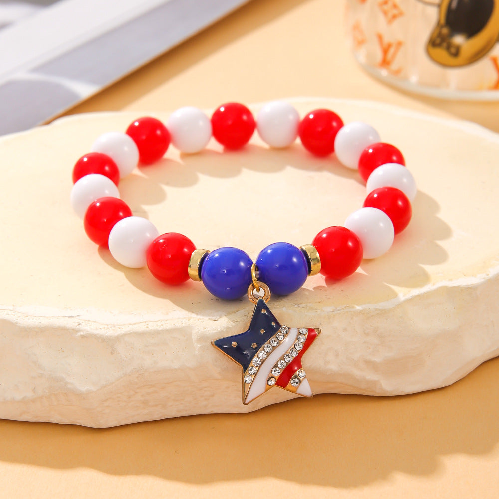 Stylish Star Pendant Love Beaded Bracelet DP25D537