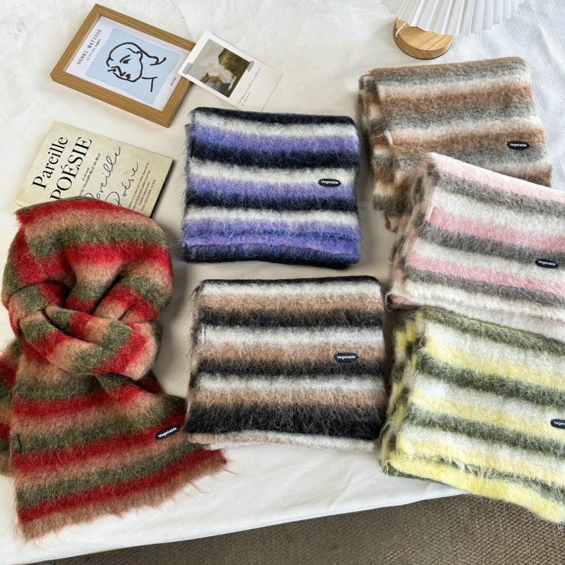 Chunky Knit Striped Scarf - DippedShop Wholesale - #5203