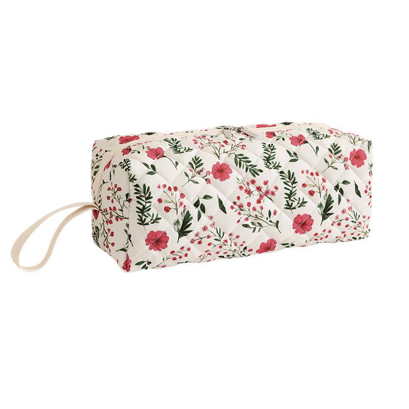 Sweet Floral Print Quilt Shell Cosmetic Bag 6S5CO122
