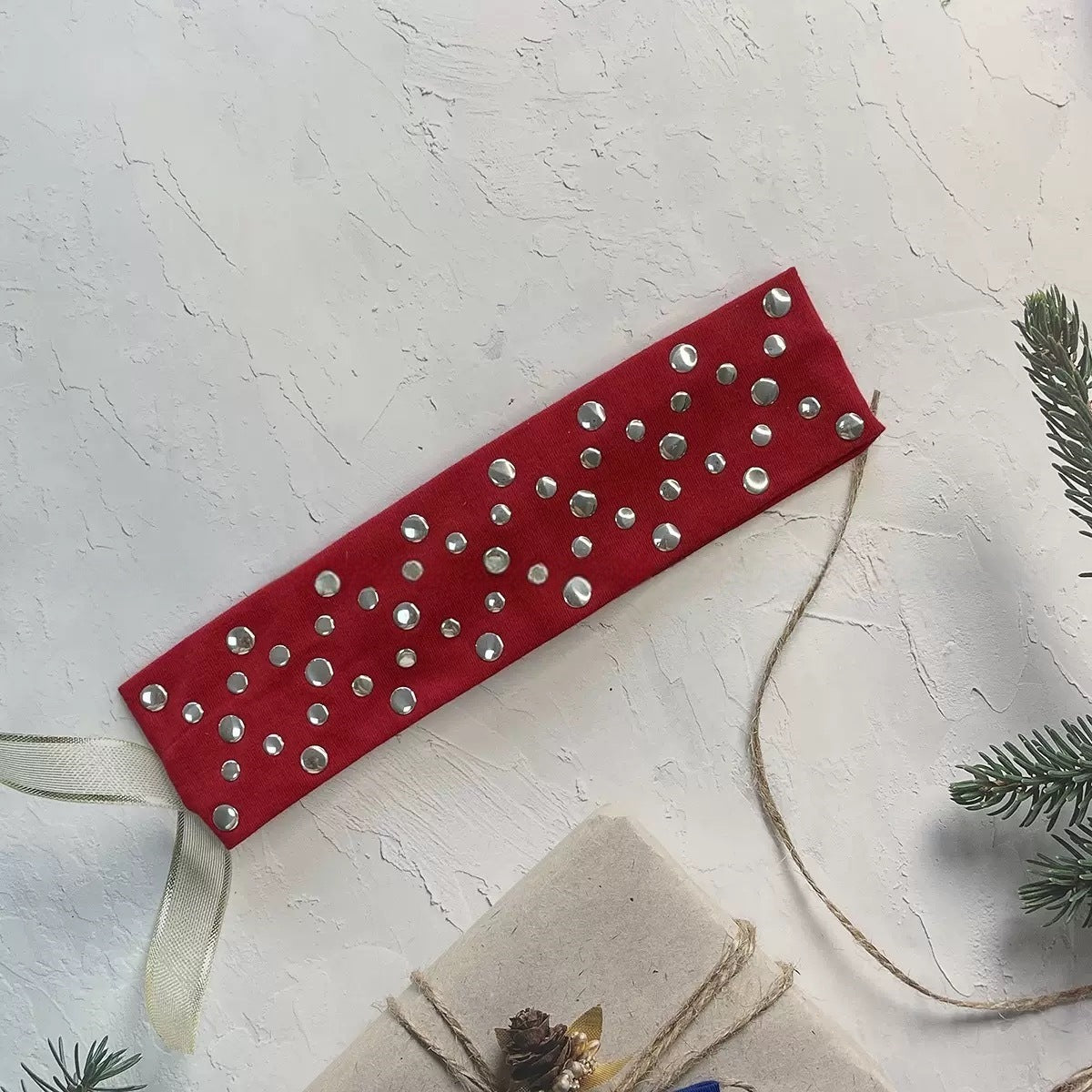 Metal Rivet Elastic Headband - DippedShop Wholesale - #2387