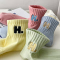 Letter Embroidery Knit Socks - DippedShop Wholesale - #4195