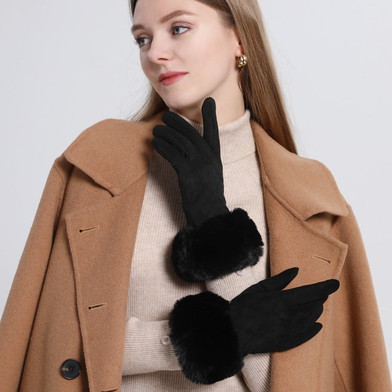 Plaid Suede Touch Screen Gloves - DippedShop Wholesale - #3923