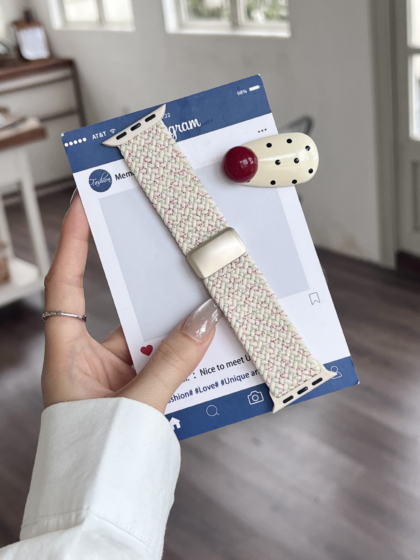 Solid Color Nylon Weave Magnetic Watch Band 6W6JWA138