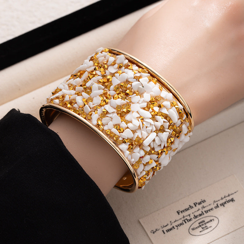 Boho Style Colorful Stone Open Cuff Bracelet 6W6JBR581