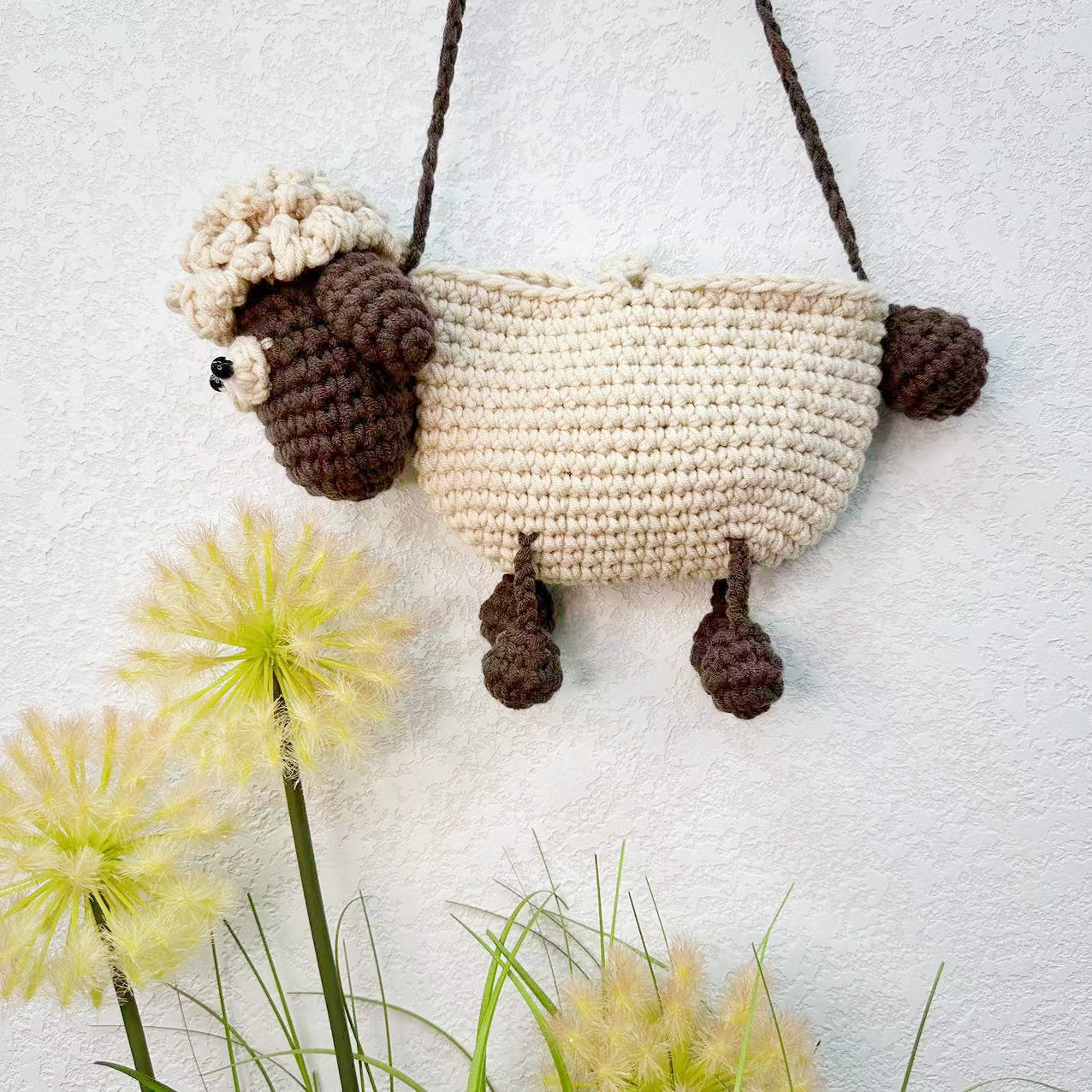 Cute Cartoon Lamb Hand-Crochet Crossbody Bag MK2CCR6W10BBG424