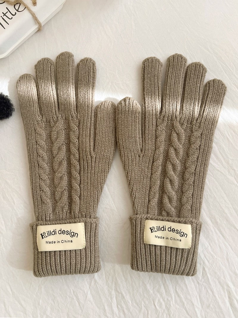 Vintage Cable Knit Wool Blend Touchscreen Gloves 6W6GLO54