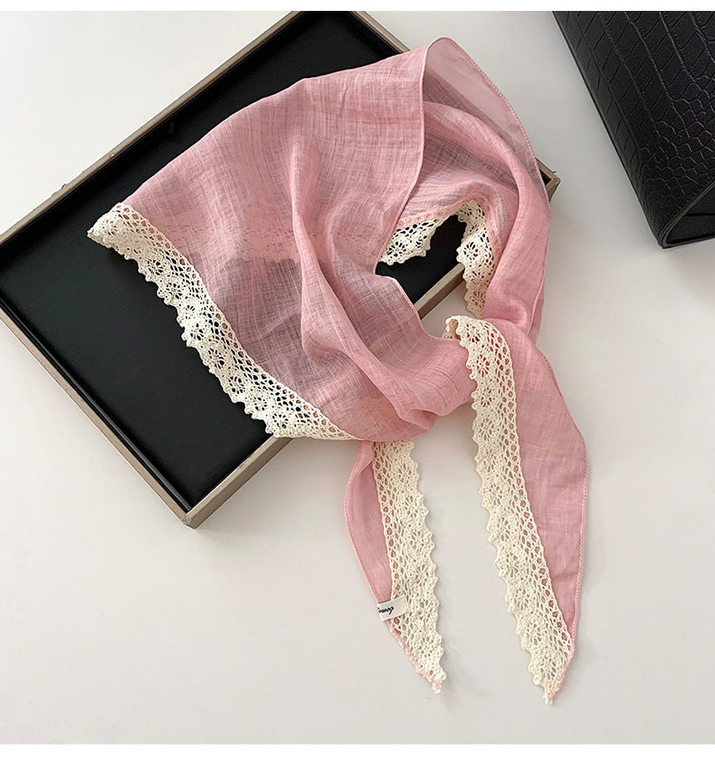 Elegant Lace Trim Breatheable Triangle Head Scarf MK2BW6W6NSI14