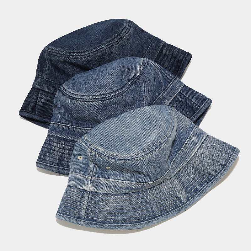 Washed Solid Color Foldable Denim Bucket Hat DP25F666