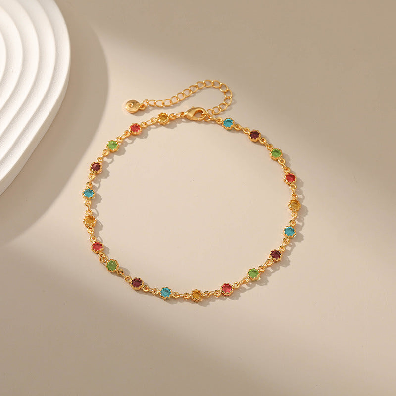 Colorful Zircon Simple Chain Anklets DP25A778