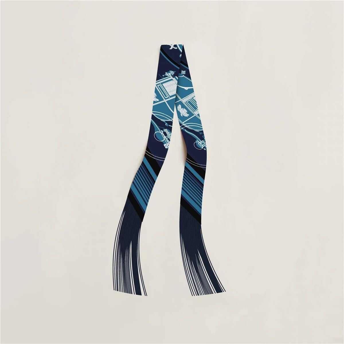 Simple Striped Print Tassel Silk Scarf 6W6NSI247