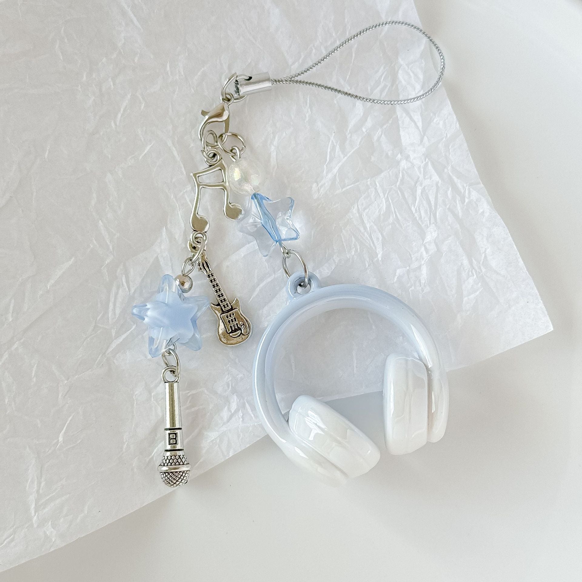 Chic Metal Earphone Microphone Pendant Keychain 6W10BBC391