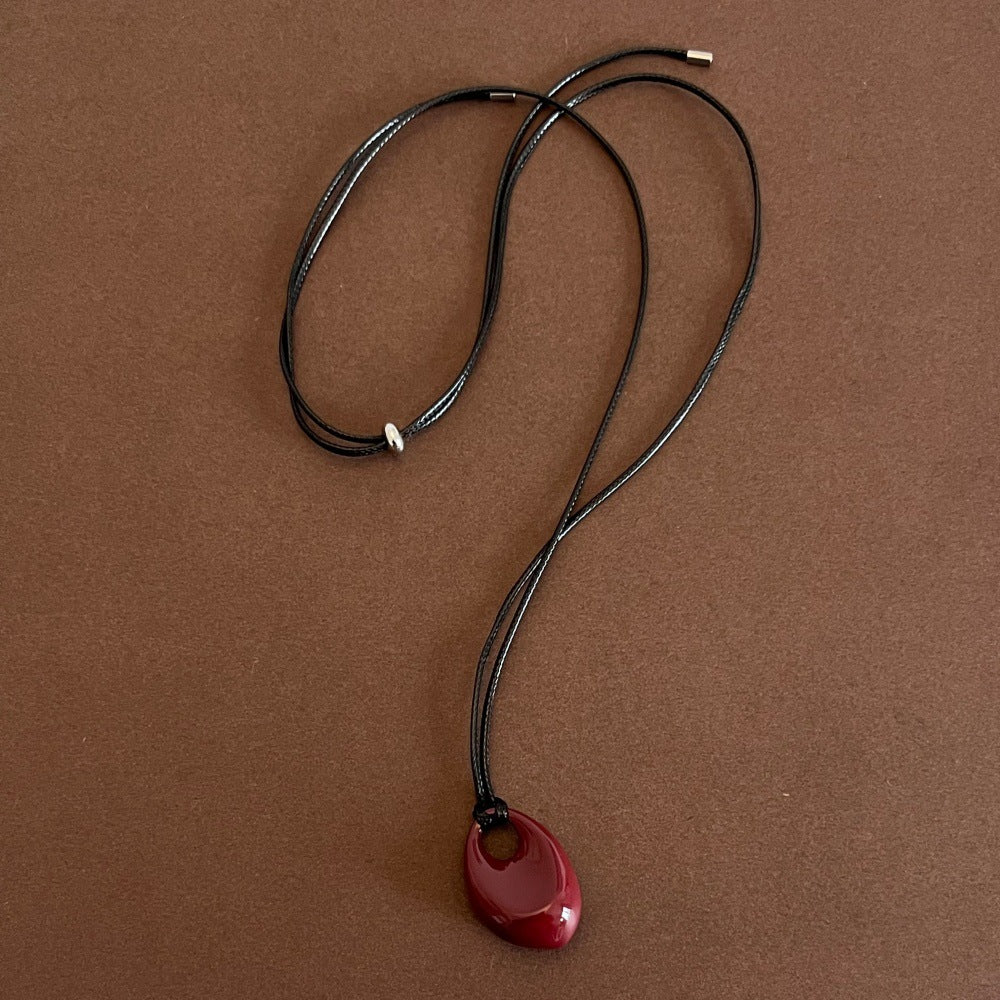 Teardrop pendant leather necklace - DippedShop Wholesale - #9075