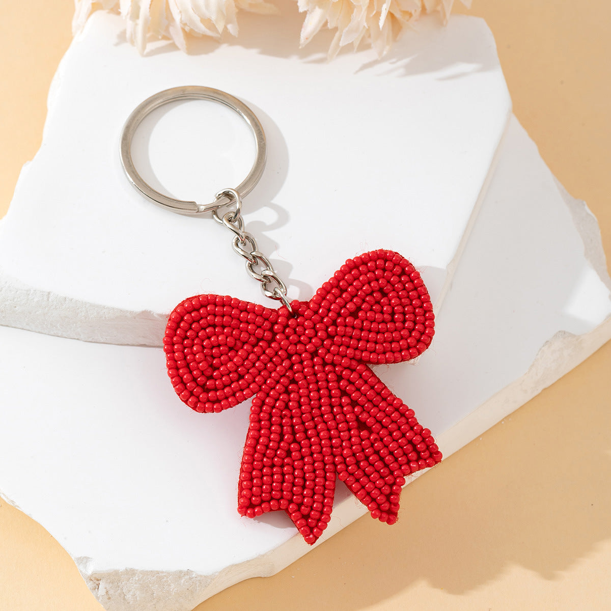 Minimalist Solid Color Beads Bowknot Bag Charm 6W10BBC752