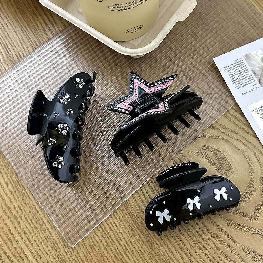 Elegant Black Rhinestone Acetate Hair Claw DP25B940