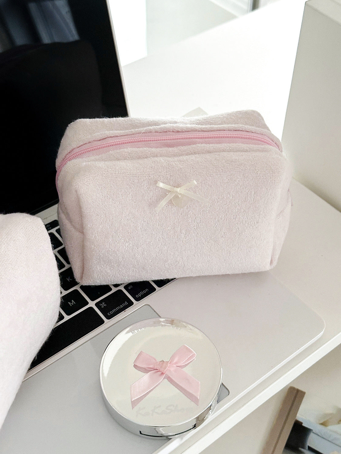 Minimalist Solid Color Bowknot Cosmetic Bag 6S5CO109