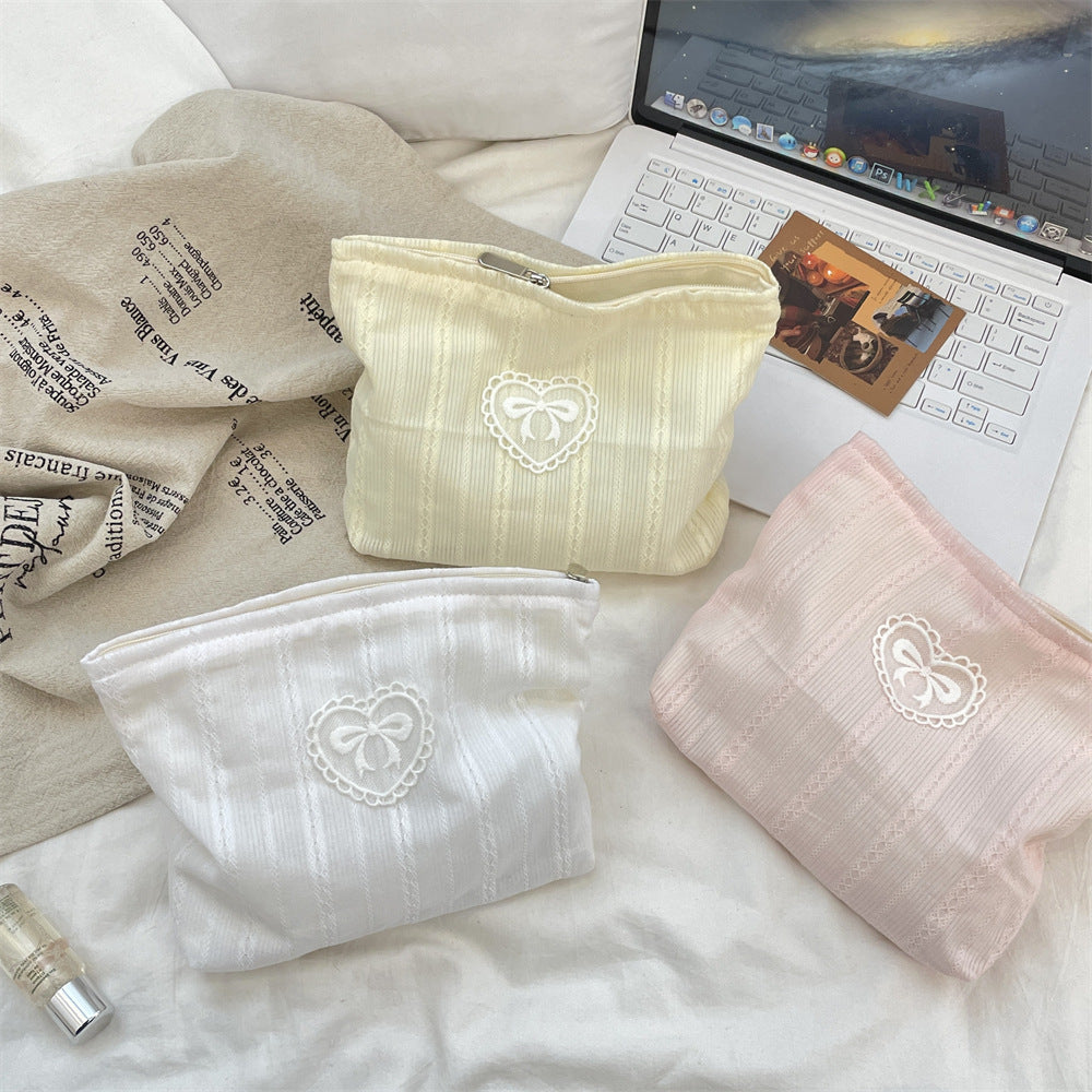 Simple Solid Color Bow Makeup Bag DP25C703