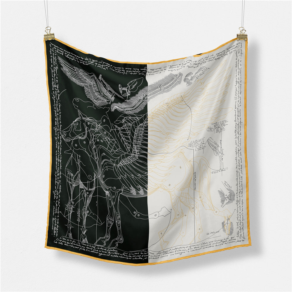Abstract Silk Square Scarf - DippedShop Wholesale - #0963