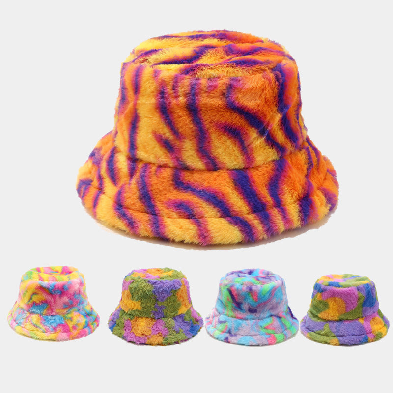 Colorful Plush Warm Soft Bucket Hats DPBH0324