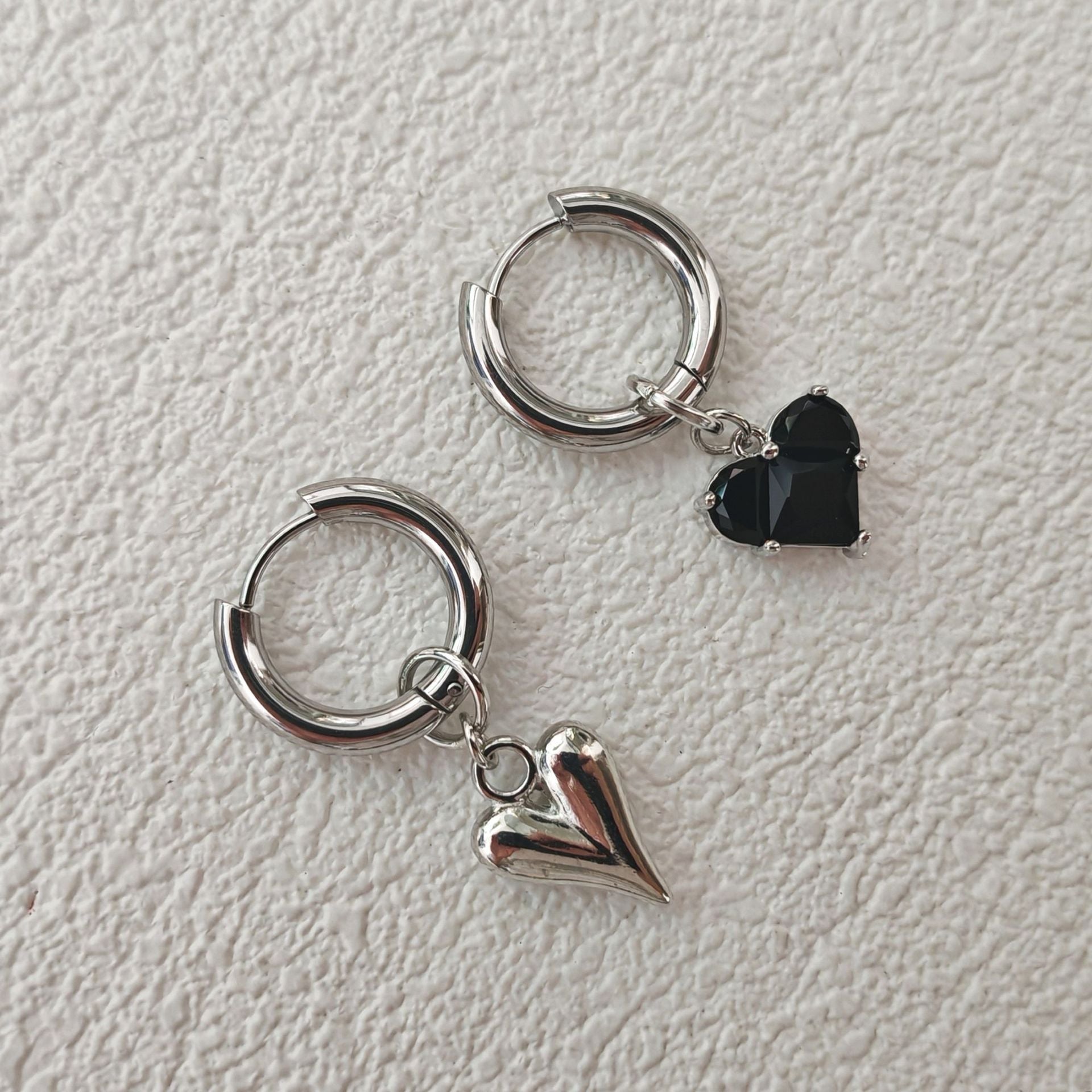 Heart Pendant CZ Hoop Earrings - DippedShop Wholesale - #7411